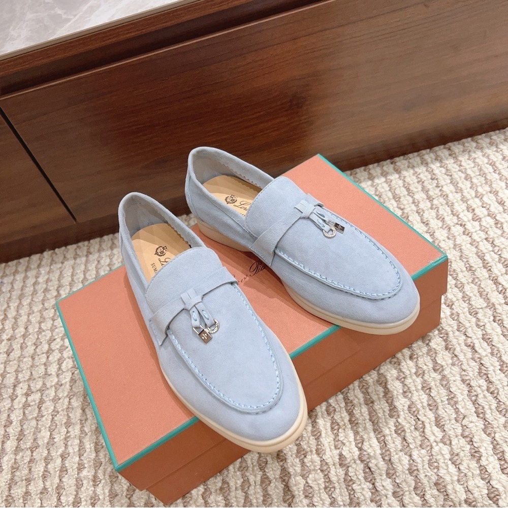 Loro Piana Women's Loafers Blue Size 37